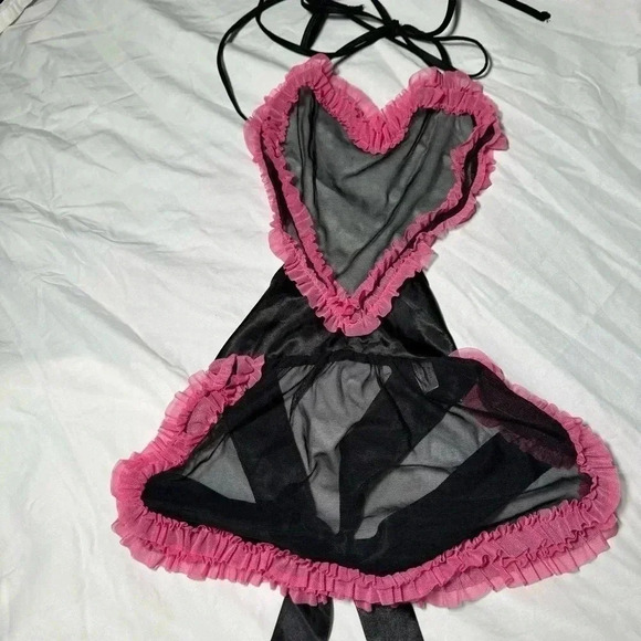 Vintage Y2K Coquette heart shaped lingerie with satin, mesh, ribbons, bows 🎀 OS - Picture 3 of 10